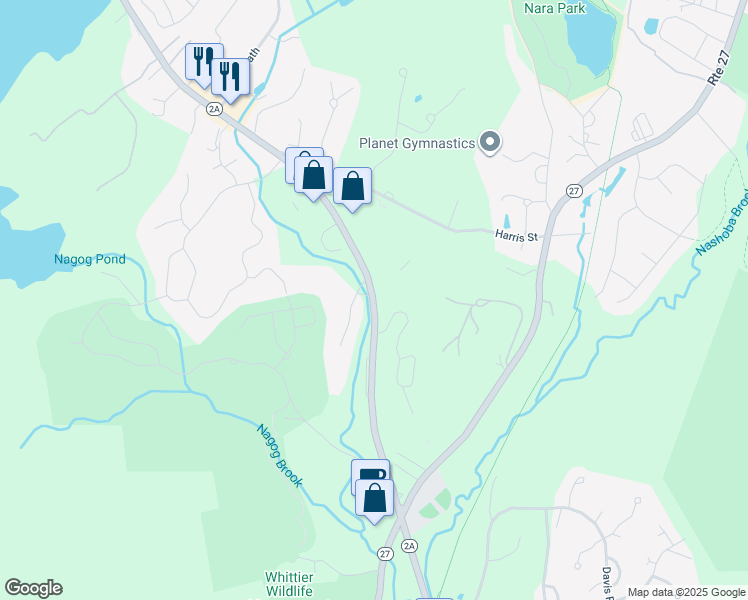 map of restaurants, bars, coffee shops, grocery stores, and more near 400 Great Road in Acton