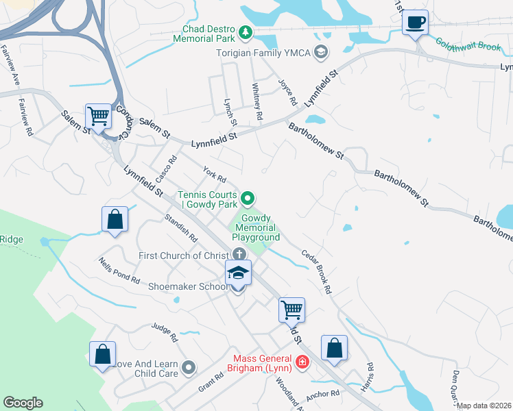 map of restaurants, bars, coffee shops, grocery stores, and more near 463 Cedar Brook Road in Lynn