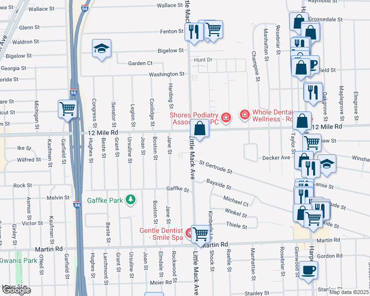 map of restaurants, bars, coffee shops, grocery stores, and more near 29200 Jane Street in St. Clair Shores