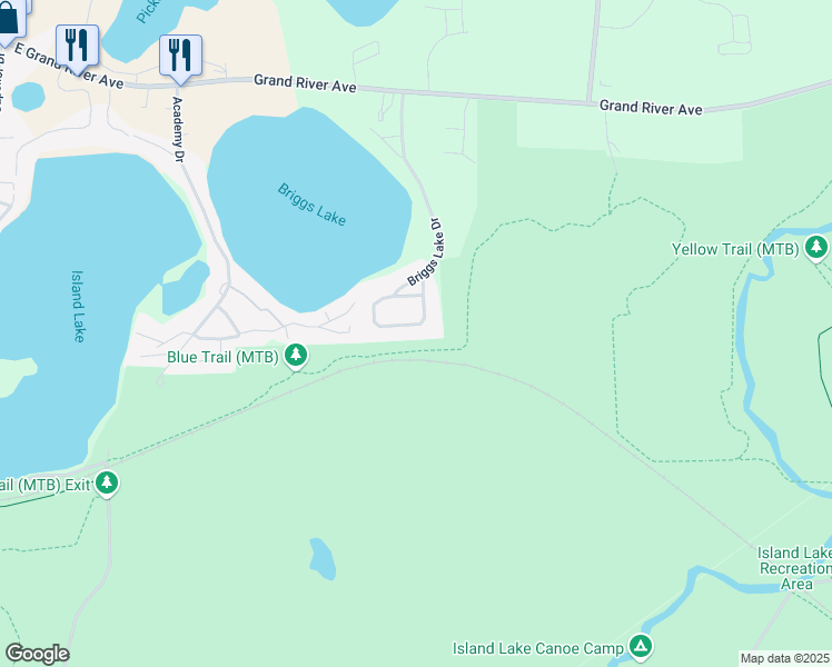 map of restaurants, bars, coffee shops, grocery stores, and more near 6271 Baldwin Circle in Brighton