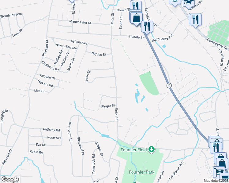 map of restaurants, bars, coffee shops, grocery stores, and more near 30 Carolyn Street in Leominster