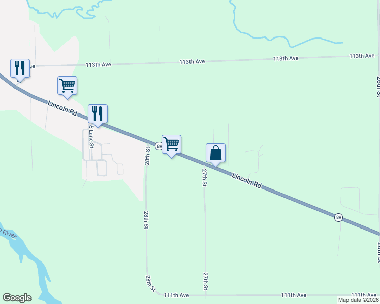 map of restaurants, bars, coffee shops, grocery stores, and more near 1231 Lincoln Road in Allegan
