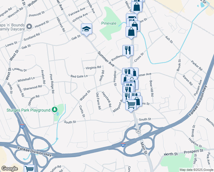 map of restaurants, bars, coffee shops, grocery stores, and more near 50 Walnut Street in Reading