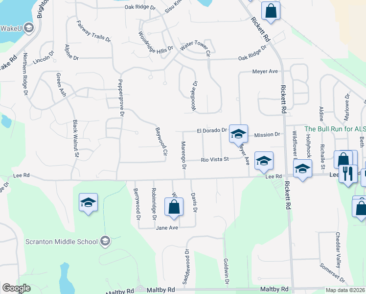 map of restaurants, bars, coffee shops, grocery stores, and more near 6362 Marengo Drive in Brighton