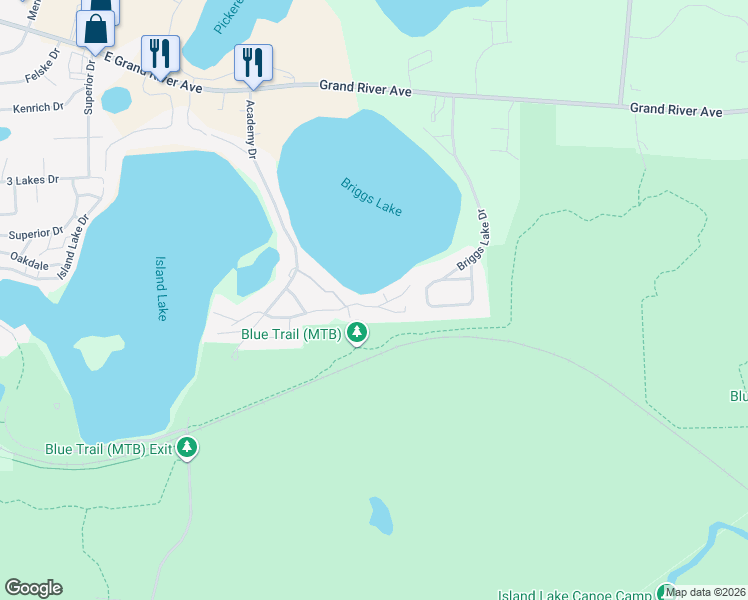 map of restaurants, bars, coffee shops, grocery stores, and more near 6478 Edgewood Drive in Brighton