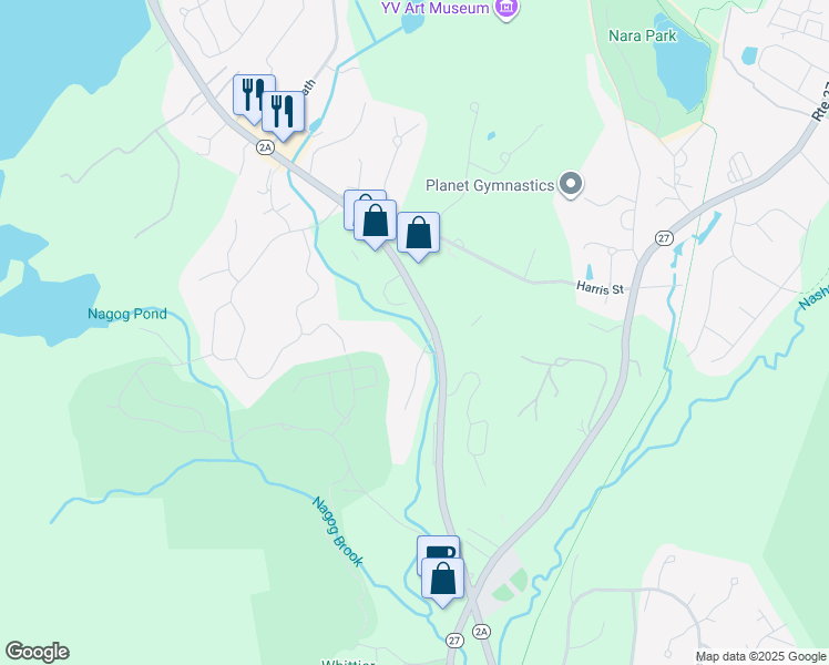 map of restaurants, bars, coffee shops, grocery stores, and more near 418 Great Road in Acton