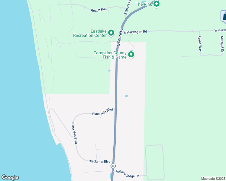 map of restaurants, bars, coffee shops, grocery stores, and more near 1608 East Shore Drive in Ithaca