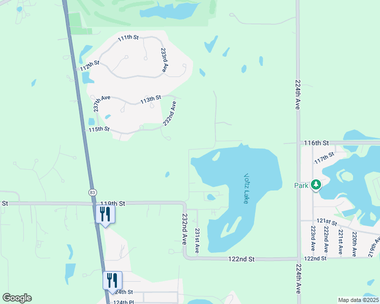 map of restaurants, bars, coffee shops, grocery stores, and more near 23010 117th Street in Trevor