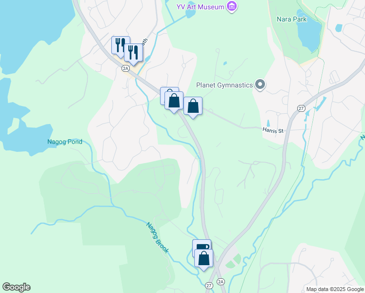 map of restaurants, bars, coffee shops, grocery stores, and more near 416 Great Road in Acton