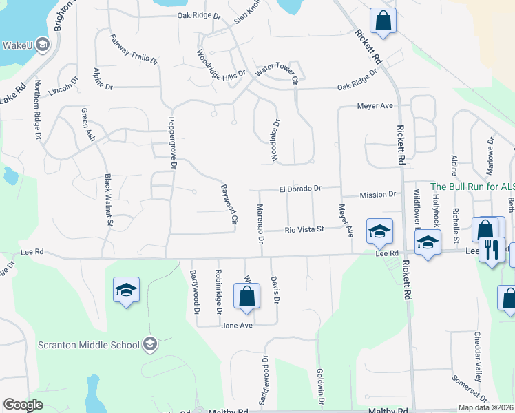 map of restaurants, bars, coffee shops, grocery stores, and more near 6362 Marengo Drive in Brighton