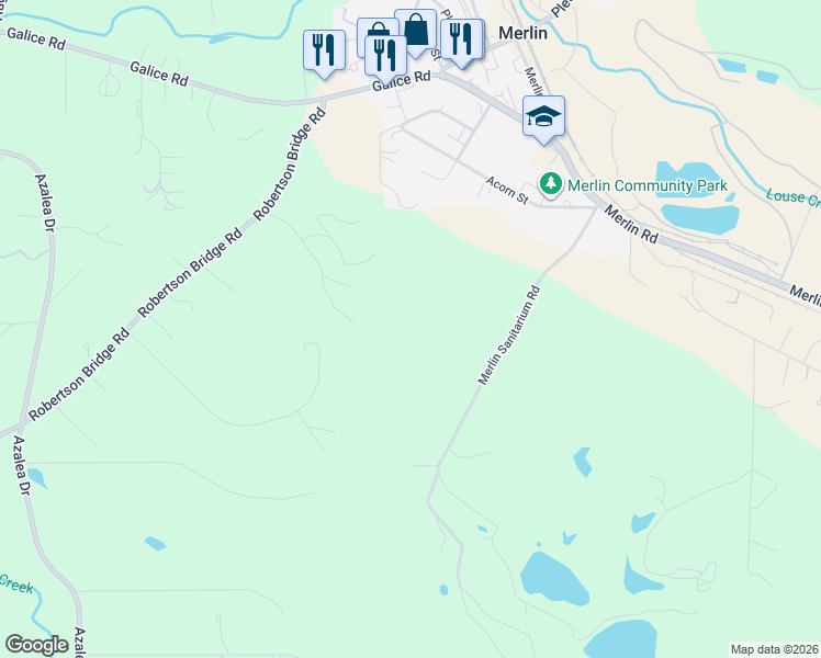 map of restaurants, bars, coffee shops, grocery stores, and more near 288 Culver Drive in Grants Pass