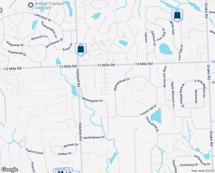map of restaurants, bars, coffee shops, grocery stores, and more near 29310 Laurel Drive in Farmington Hills