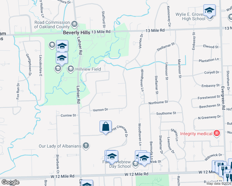 map of restaurants, bars, coffee shops, grocery stores, and more near 21505 Normandale Street in Beverly Hills