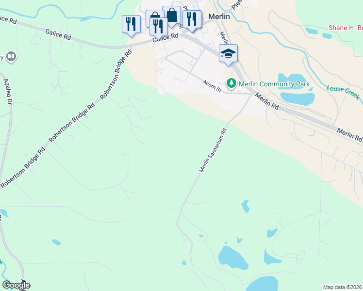 map of restaurants, bars, coffee shops, grocery stores, and more near 822-824 Merlin Sanitarium Rd in Merlin