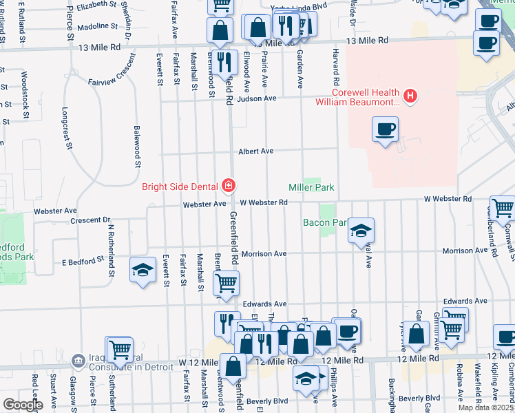 map of restaurants, bars, coffee shops, grocery stores, and more near 4292 Ellwood Avenue in Berkley