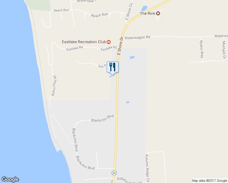 map of restaurants, bars, coffee shops, grocery stores, and more near 1618 East Shore Drive in Ithaca