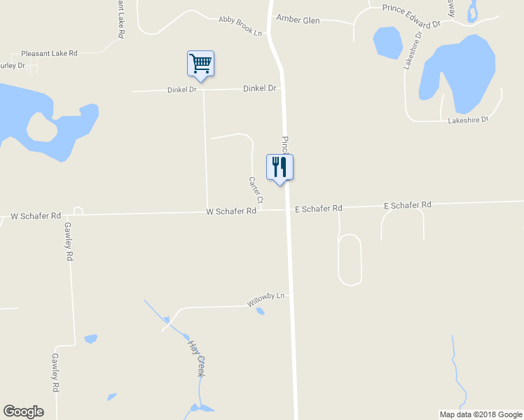 map of restaurants, bars, coffee shops, grocery stores, and more near 330 West Schafer Road in Howell