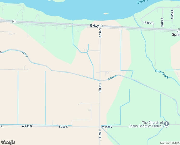 map of restaurants, bars, coffee shops, grocery stores, and more near 152 South 450 East in Burley