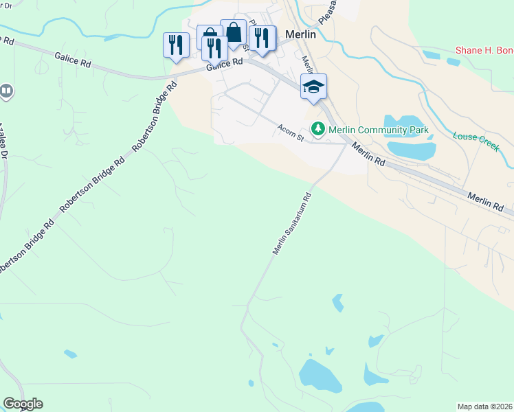 map of restaurants, bars, coffee shops, grocery stores, and more near 822-824 Merlin Sanitarium Rd in Merlin