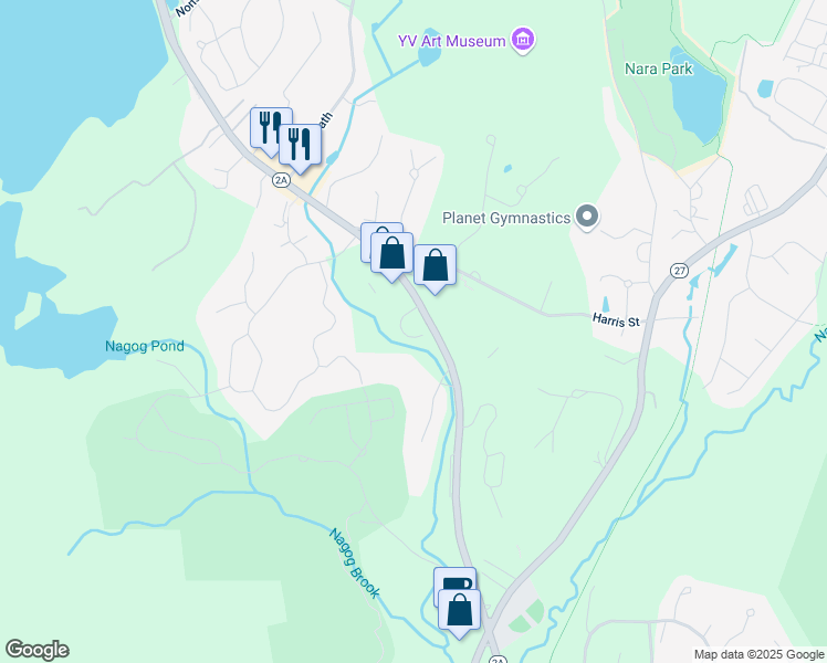 map of restaurants, bars, coffee shops, grocery stores, and more near 416 Great Road in Acton