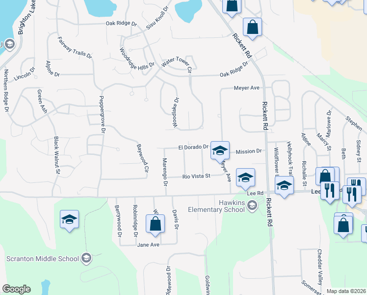 map of restaurants, bars, coffee shops, grocery stores, and more near 6301 Westwego Drive in Brighton