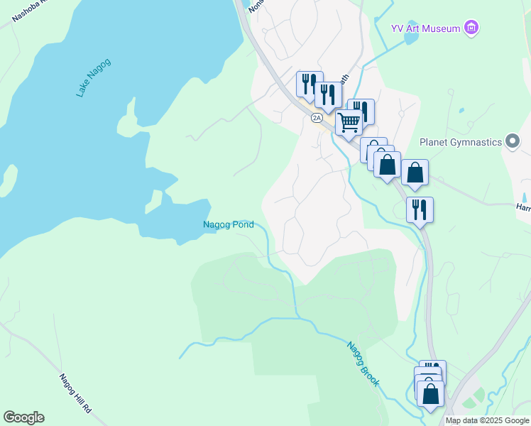 map of restaurants, bars, coffee shops, grocery stores, and more near 5 Hazelnut Street in Acton