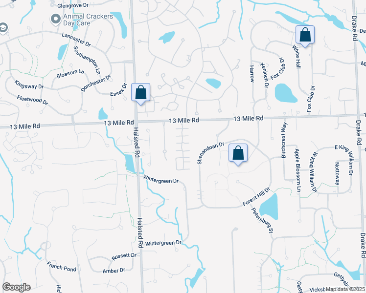 map of restaurants, bars, coffee shops, grocery stores, and more near 29310 Laurel Drive in Farmington Hills