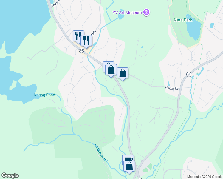 map of restaurants, bars, coffee shops, grocery stores, and more near 416 Great Road in Acton