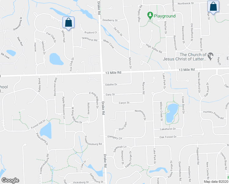 map of restaurants, bars, coffee shops, grocery stores, and more near 35280 Gary Street in Farmington Hills
