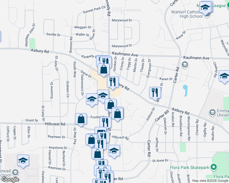 map of restaurants, bars, coffee shops, grocery stores, and more near 2200 John F Kennedy Road in Dubuque