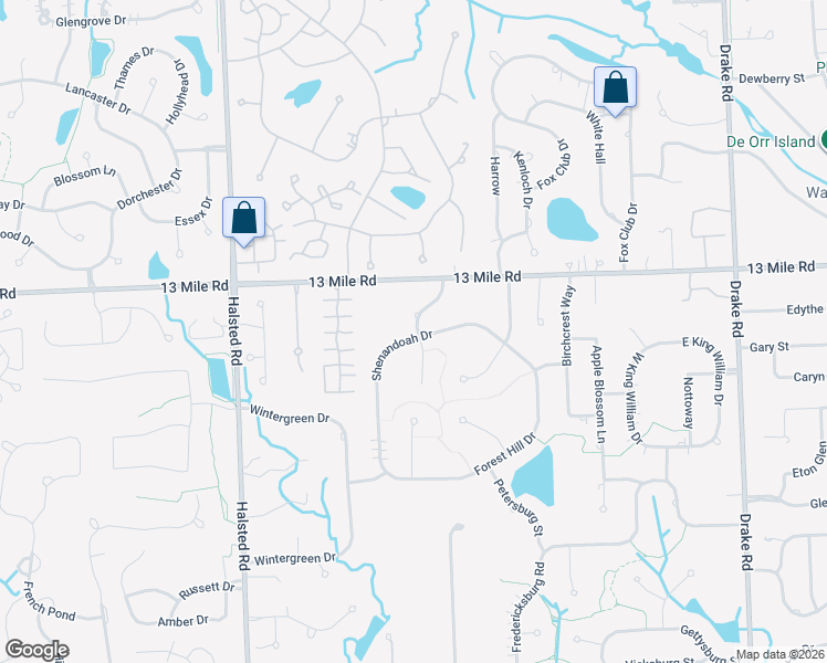 map of restaurants, bars, coffee shops, grocery stores, and more near 29447 Arlington Way in Farmington Hills