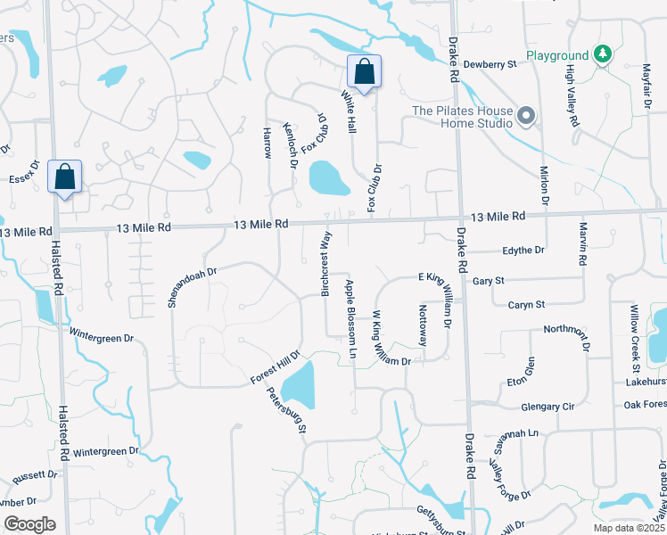 map of restaurants, bars, coffee shops, grocery stores, and more near 29311 Paramount Court in Farmington Hills