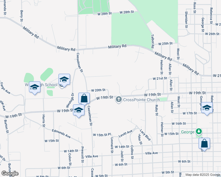 map of restaurants, bars, coffee shops, grocery stores, and more near 2413 West 20th Street in Sioux City