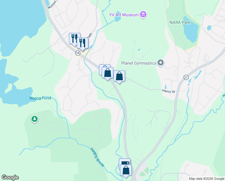 map of restaurants, bars, coffee shops, grocery stores, and more near 429 Great Road in Acton