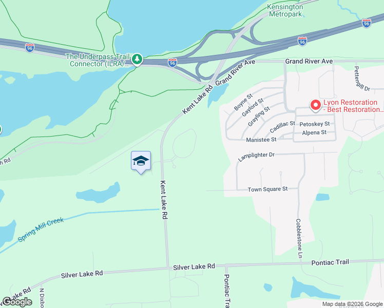 map of restaurants, bars, coffee shops, grocery stores, and more near 301-347 Boyne Street in Lyon Township