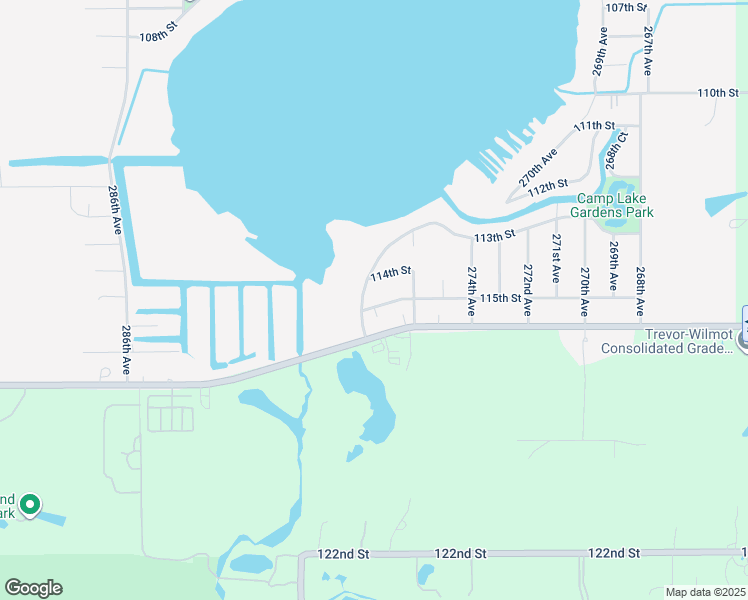 map of restaurants, bars, coffee shops, grocery stores, and more near 27644 115th Street in Trevor