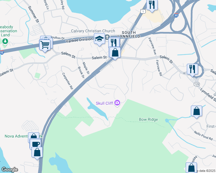 map of restaurants, bars, coffee shops, grocery stores, and more near 375 Sonia Lane in Lynnfield