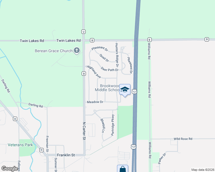 map of restaurants, bars, coffee shops, grocery stores, and more near 1031 Teal Trail in Genoa City