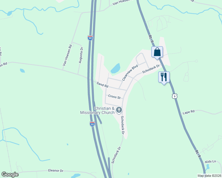 map of restaurants, bars, coffee shops, grocery stores, and more near 10 Sand Road in Castleton-on-Hudson
