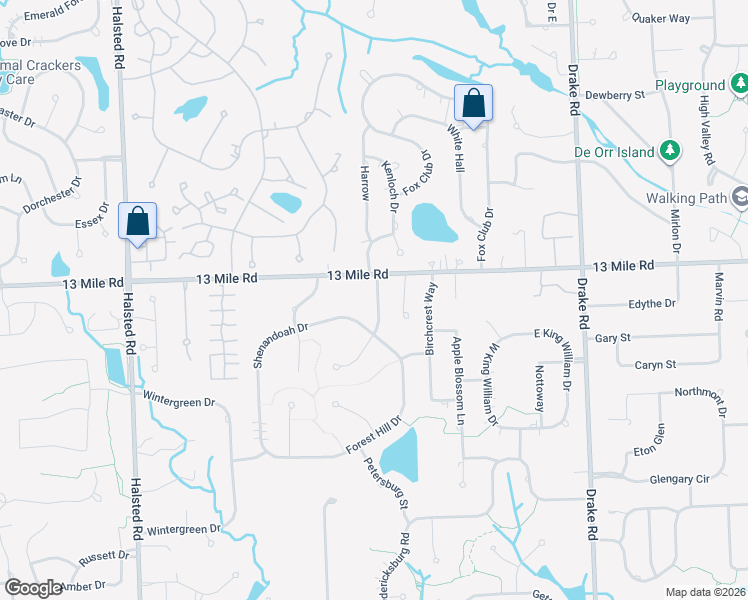 map of restaurants, bars, coffee shops, grocery stores, and more near 29463 Valley Bend in Farmington Hills