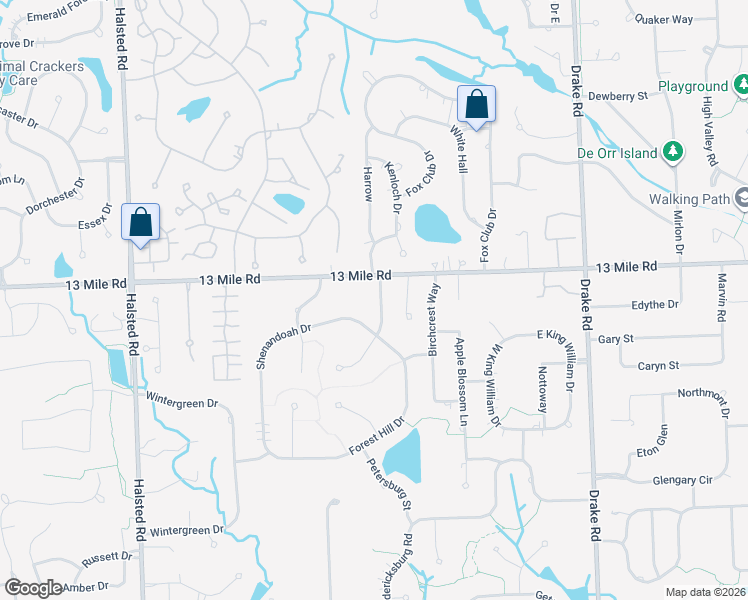map of restaurants, bars, coffee shops, grocery stores, and more near 29463 Valley Bend in Farmington Hills