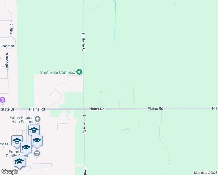 map of restaurants, bars, coffee shops, grocery stores, and more near 3873 Morningstar Lane in Eaton Rapids