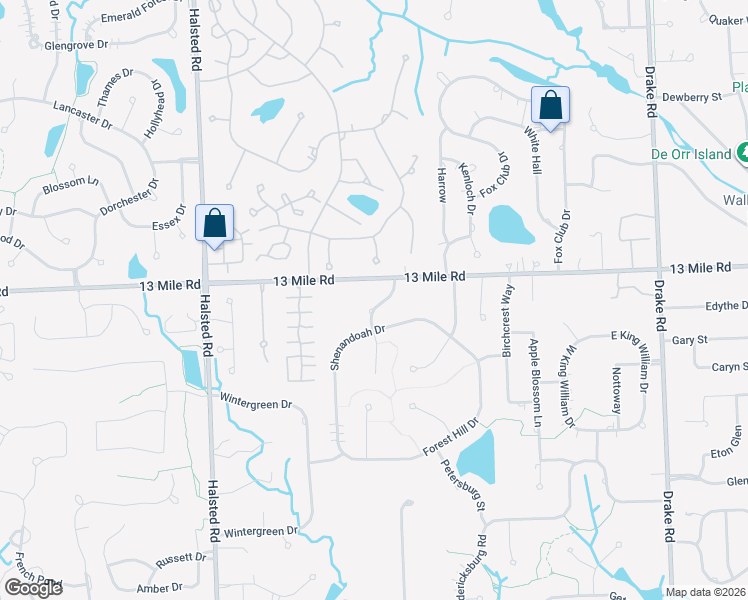 map of restaurants, bars, coffee shops, grocery stores, and more near 29447 Arlington Way in Farmington Hills
