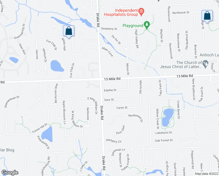 map of restaurants, bars, coffee shops, grocery stores, and more near 35370 Edythe Drive in Farmington Hills