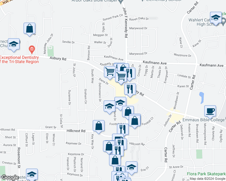 map of restaurants, bars, coffee shops, grocery stores, and more near 3375-3391 Venture Court in Dubuque