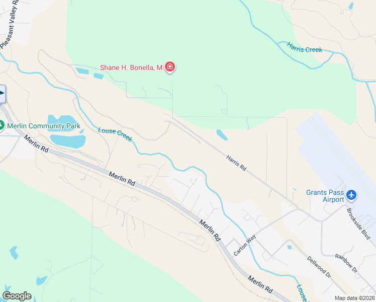 map of restaurants, bars, coffee shops, grocery stores, and more near 705 Harris Road in Grants Pass