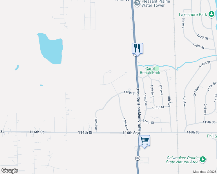 map of restaurants, bars, coffee shops, grocery stores, and more near 10993 14th Court in Pleasant Prairie