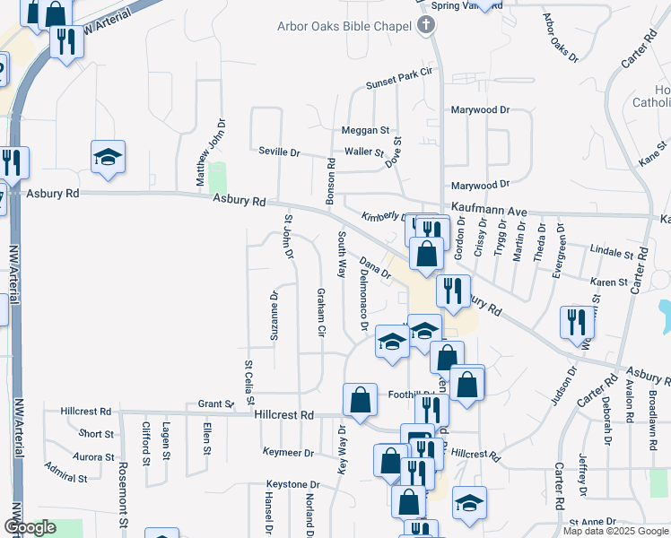 map of restaurants, bars, coffee shops, grocery stores, and more near 2270 Graham Circle in Dubuque
