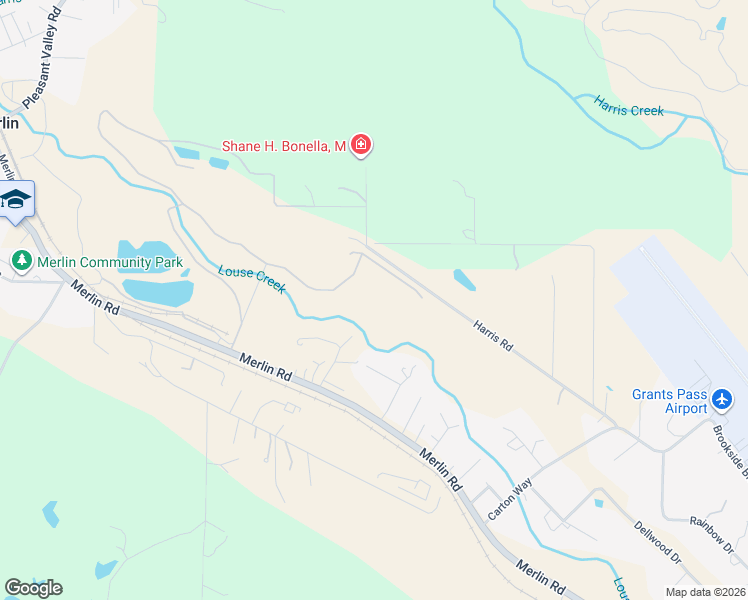 map of restaurants, bars, coffee shops, grocery stores, and more near 705 Harris Road in Grants Pass