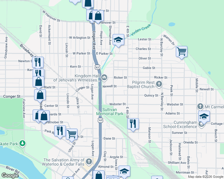 map of restaurants, bars, coffee shops, grocery stores, and more near 431 Wendell Court in Waterloo